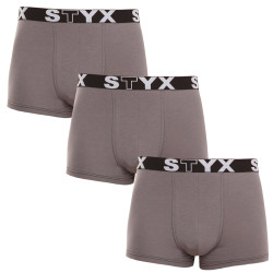 3PACK pánské boxerky Styx sportovní guma nadrozměr tmavě šedé (R10636363)