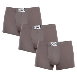 3PACK pánské boxerky Styx klasická guma tmavě šedé (3Q1063)